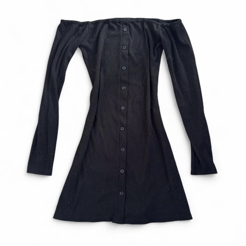 Nasty Gal Black Off-Shoulder Long Sleeve Dress